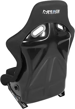 NRG Innovations NRG-FRP-300BK Fiber Glass Fixed Back Bucket Racing Seat (Large), 4/5 pt Harness Compatibility, Black Seat Cover, 23W X 18 D X 35 H