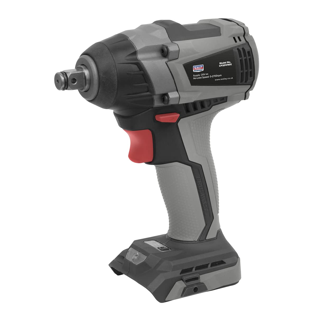 Sealey 20V SV20 Series 1/2" Sq Drive Impact Wrench Body Only - CP20VIW, Black - Image 2
