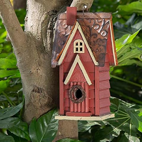 Glitzhome Distressed Wooden Garden Cottage Birdhouse Cover