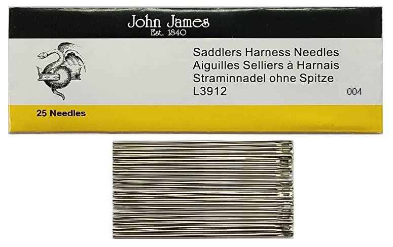 Stitchtight - John James Saddlers Harness Needles Style L3912 Used for Hand Stitched Leather Craft Work (L3912 Size 004)