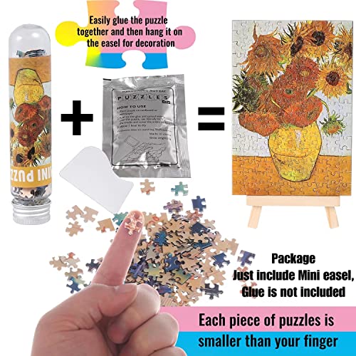 Puzzles pequeños para adultos desafiante con 150 piezas y mini caballete, 6 x 4 pulgadas, 3 unidades con temas pinturas famosas miniatura 5