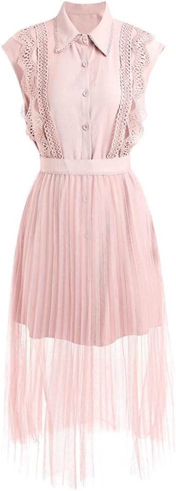 JSEIAJB Women's Fashionable Solid Color Shirt Strap Mesh Skirt Two-Piece Set