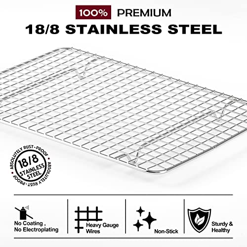 18/8 Stainless Steel, Cooling Rack For Baking With Lifting Handle, 8.5”X 12” Baking Rack, Oven And Dishwasher Safe, Wire Rack For Cooking, Roasting, Grilling, Fits Quarter Sheet Pan #TOP2