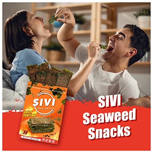 Sivi Seaweed Snacks Variety Pack — Almond & Teriyaki — Vegan, Plant Based, Healthy Snacks For Kids & Adults, Pack Of 12 #TOP6