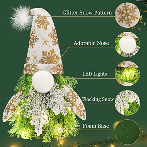 Mini Tabletop Christmas Tree With Lights - 18" Small White Artificial Gnome Christmas Trees With Snow For Christmas Decor, Holiday Gnome Christmas Decorations Indoor For Xmas Office Desk #TOP5