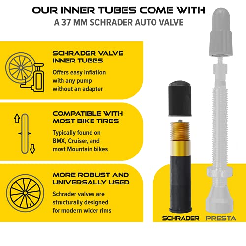 Ultraverse Bike Inner Tube For 29 X 1.75/1.95/2.10/2.125 Inch Bicycle Tire With Schrader Valve – Rubber Tubes For Mountain And Trail, Cruisers, Mtb, Gravel, Enduro, Downhill, City Bikes - 2 Pack #TOP2