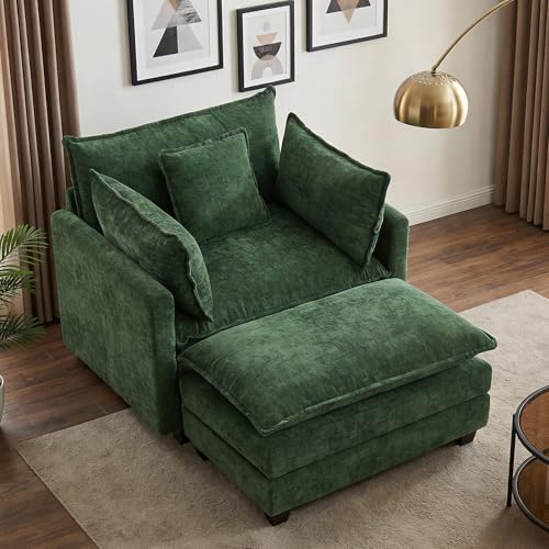 Image of 42 inch Modular Sectional Sofa, Cloud Couch Single-Seat with Ottoman