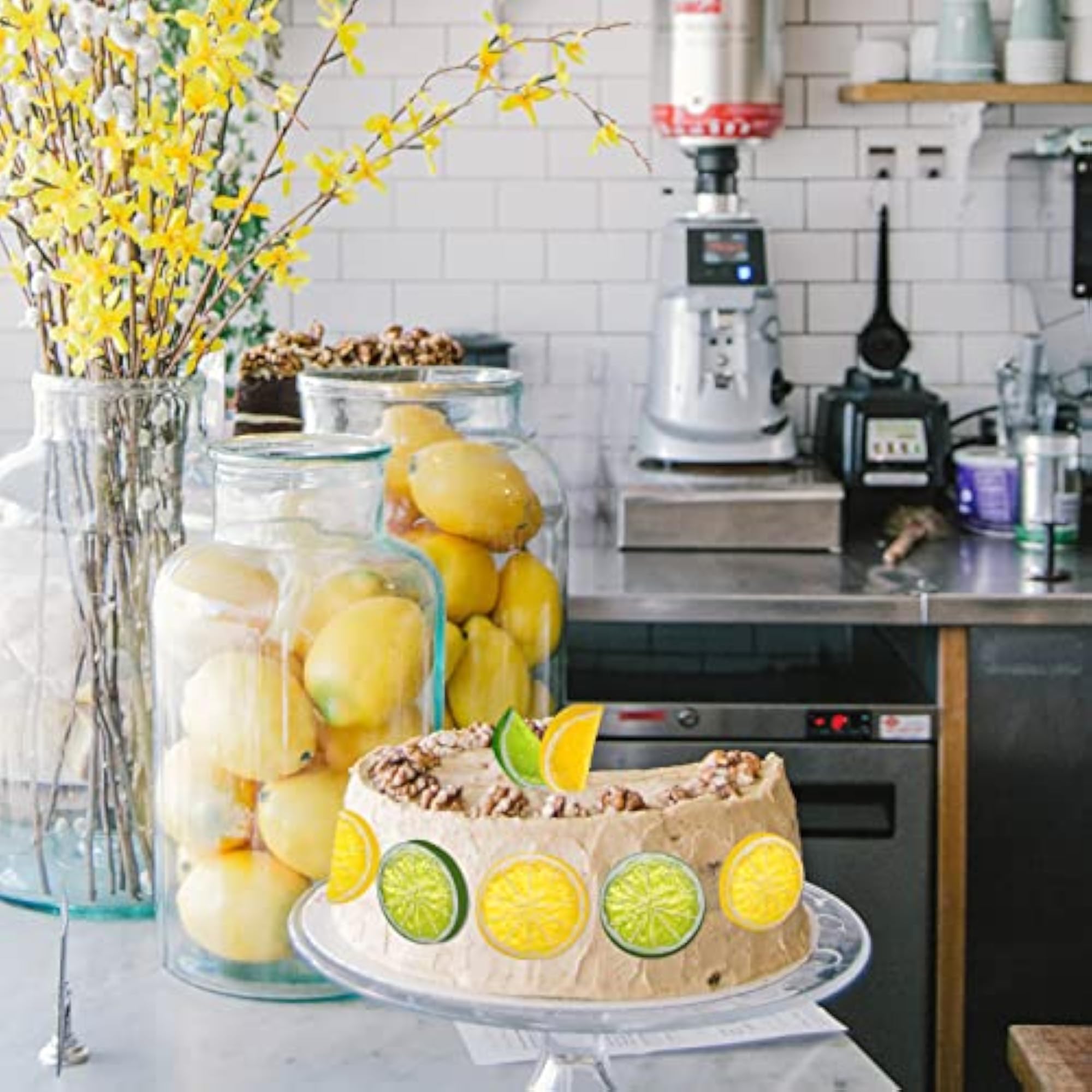 30Pcs Artificial Lemon Slices, Decorative Fake Fruit