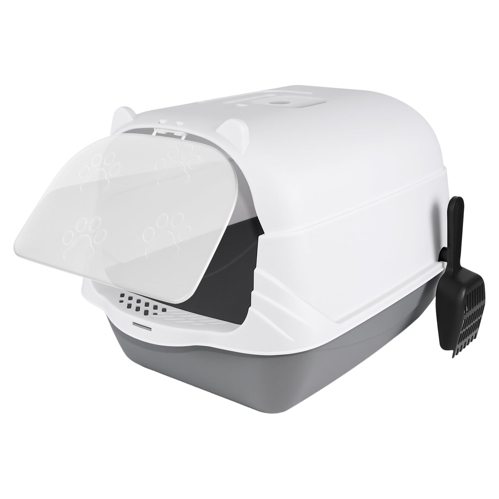 Fully Enclosed Cat Litter Box, Extra Large Cat Litter Tray with Lid, Detachable Tray Hooded Toilet, Cats Open Top Litters Trays, Portable Enclosed Box Pan with Scoop,Secure Flap Door, for Kittens Cats
