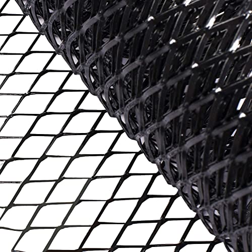 Image of AggAuto 47x16 inches Car Pickup Truck Grill Mesh Spoiler Bumper Vent Aluminum Alloy Automotive Grille Insert Air Intake Racing Rhombic Hole 10x20mm Black