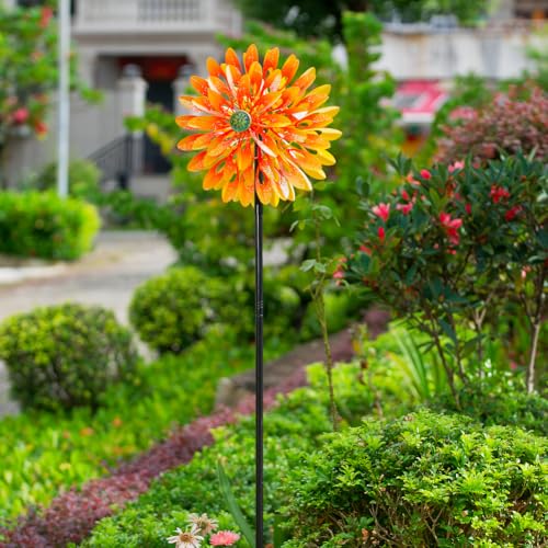 Image of VEWOGARDEN Sunflower Wind Spinner with 6 Blades, Metal Kinetic Wind Spinners Outdoor for Yard, Garden, Lawn Decorations