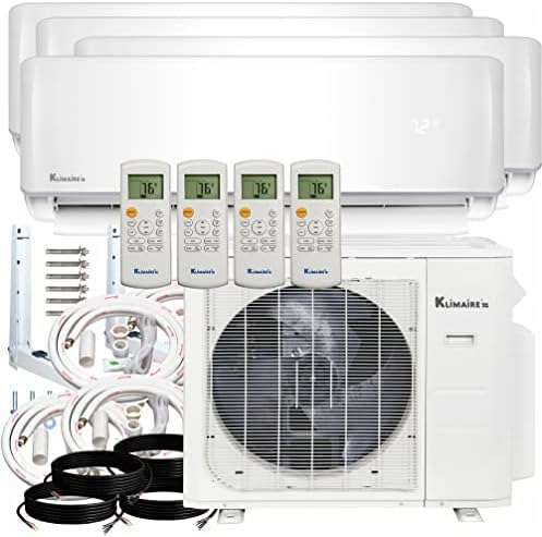 Klimaire 4 Zone 21.8 SEER Multi-Zone Air Conditioner Heat Pump System and Wall Mounting Bracket (12K+12K+12K+12K) 230V