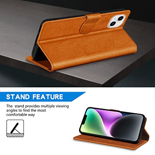 ZZXX for iPhone 14 Wallet Case Magnetic Closure 6.1 inch,Brown - image 5