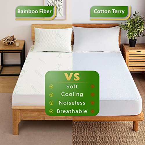 Imbloo 100% Waterproof King Mattress Protector, Bamboo 3D Air Fabric Bed Mattress Cover, Breathable Cooling Mattress Pad Cover, Soft Smooth Noiseless Vinyl Free Machine Washable, 8''-21'' Deep Pocket #TOP4
