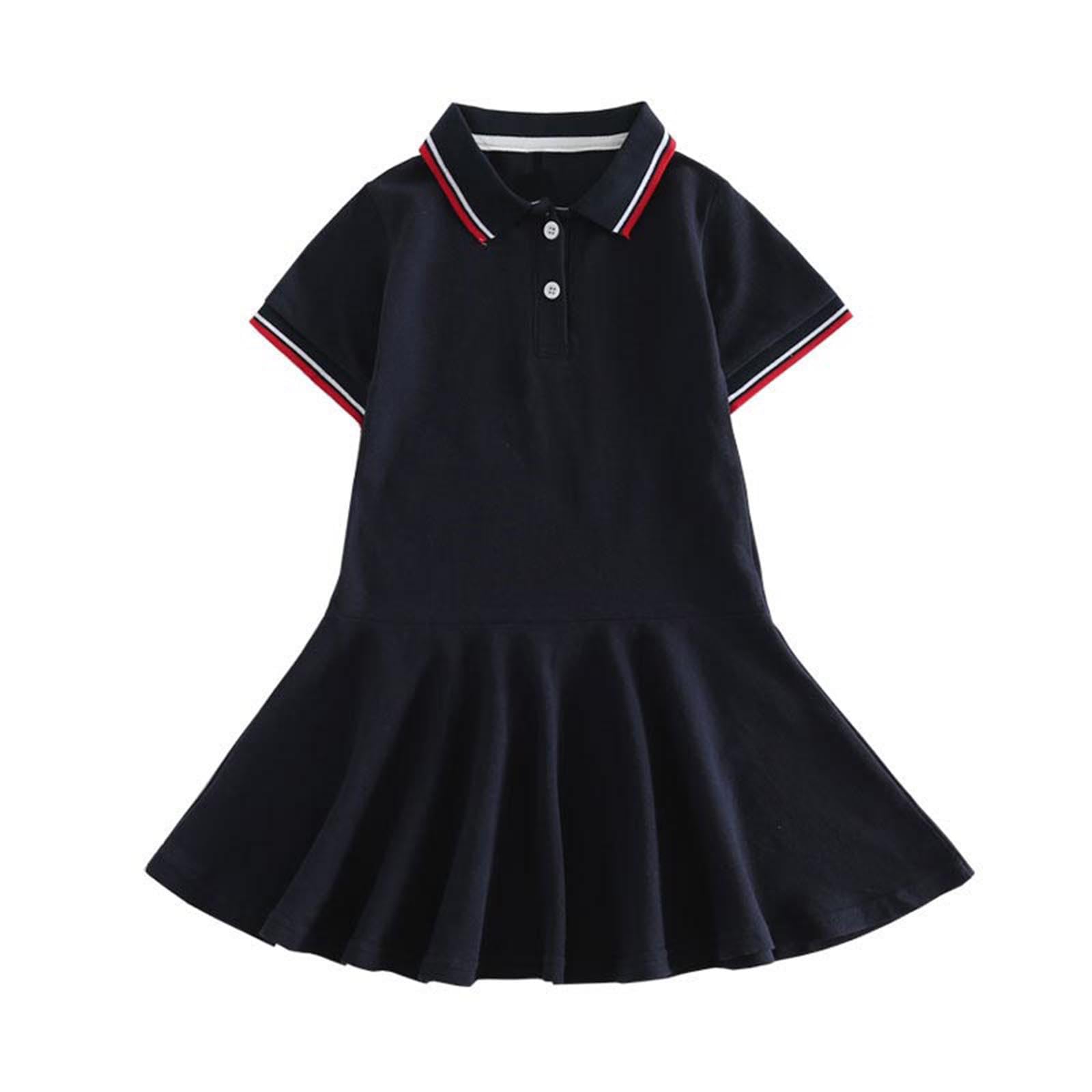 duxyoz Kids Girls Athletic Polo Dress for Tennis Golf Breathable Pique with Pleated Hem Toddler Short Sleeve Summer Active Sports Dresses Solid Basic School Uniform Skater Twirly Dress 5-6 Years
