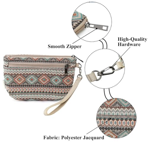 Image of Small Wristlet Wallets for Women, Zip Clutch Bag with Wristlet Pouch, 3-Zipper Original Design