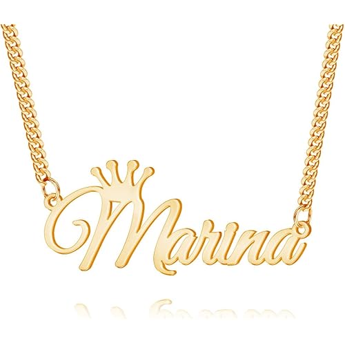 Novgarden Name Necklace Personalized, 18K Gold Plated Custom Name Necklace Nameplate Pendant Jewelry Gift for Women, Girls