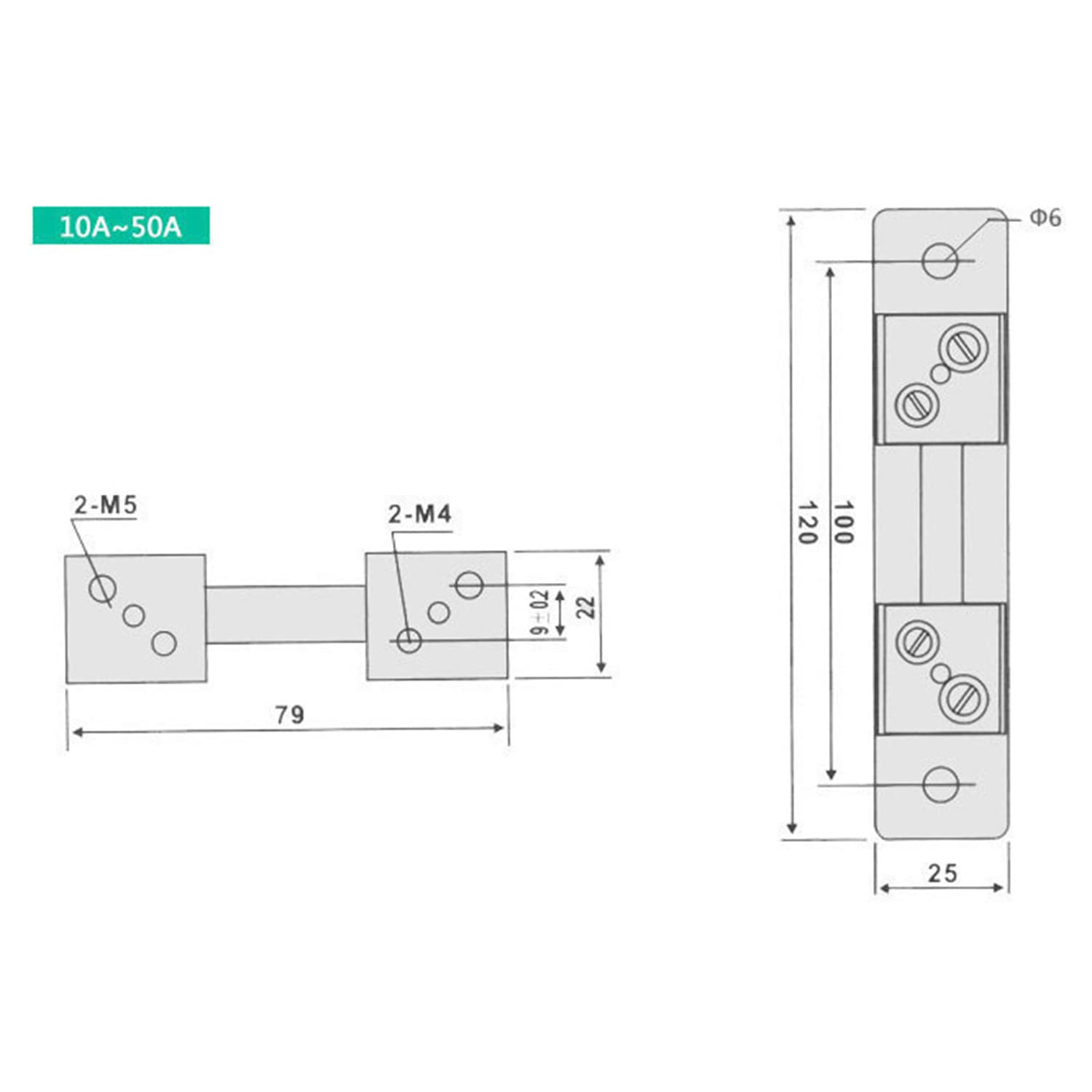 NOYITO Metall Shunt Widerstand 20A / 75mV – 2 Stück, Für Analog-Amperemeter, Genauigkeit 0,5