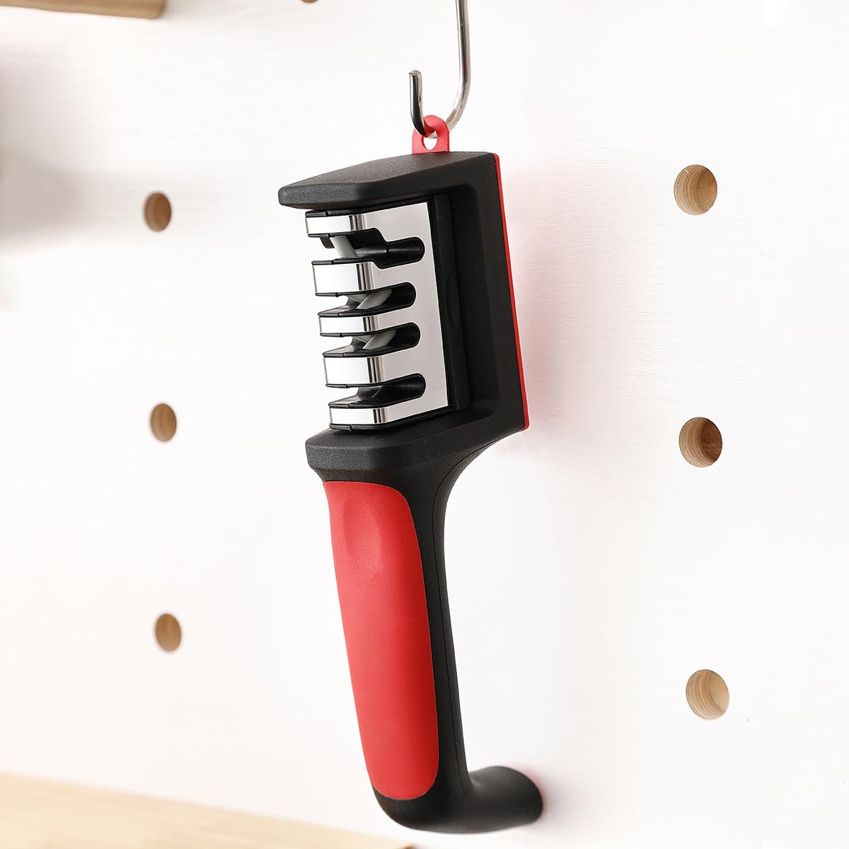4 in 1 Knife Sharpener Red Black Professional Sharpener with 4-Stage Diamond Ceramic Wheels