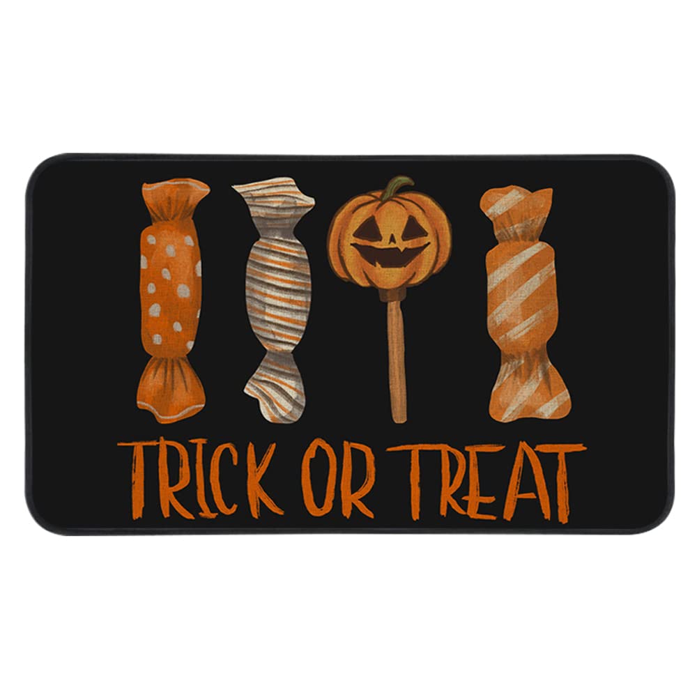 Trick or Treat Halloween Decorative Doormat 17 x 29 Inch, Non-Slip and Washable Seasonal Welcome Rugs for Indoor Outdoor DM029