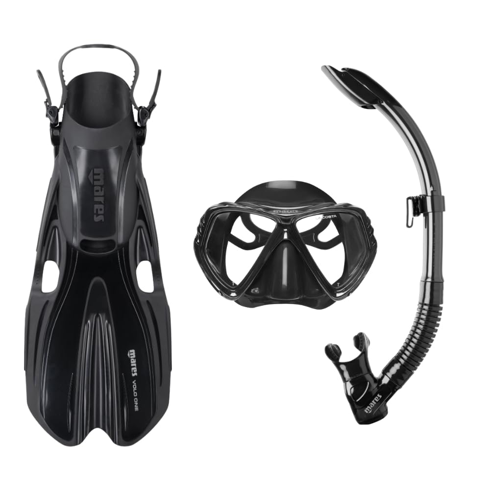 Mares Set Volo One Splash - Kit de Aletas para Adultos con tecnología OPB, Vidrio Templado, Snorkel semiseco
