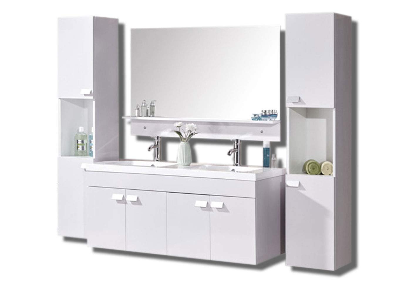 Simba Srl MOBILE BAGNO ARREDO BAGNO COMPLETO 120 CM LAVABO 2 RUBINETTI mod. White Elegance NUOVO IMBALLATO!