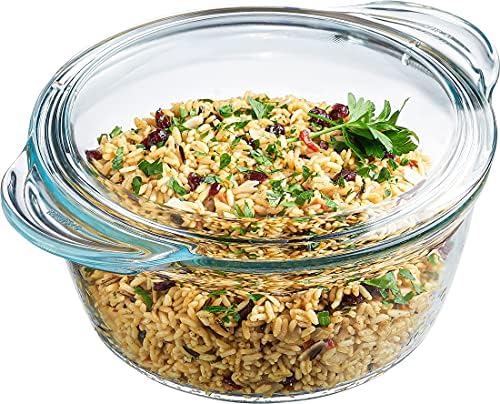 Simax Casserole Dish with Lid, Glass Casserole Dish, Holds 96 Oz (3 Quarts), Oven to Table Serving Dish, Microwave, Dishwasher, and Oven Safe Cookware