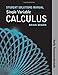 Single Variable Calculus: Early Transcendentals Student Solutions Manual