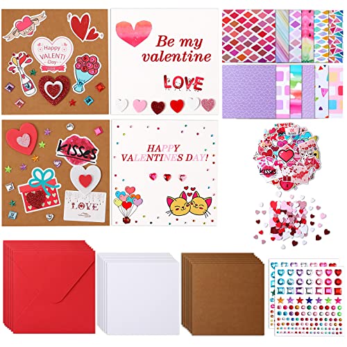 Kits d'artisanat Saint-Valentin avec autocollants cœur et aquarelle
