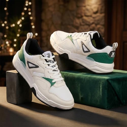 Image of Liberty LEAP7X LORDSTEP-E Casual Shoes for Men - White & Light Grey Lace-Up Sneakers | Memory Foam Cushioned Insole, Lightweight Sneakers for Office, College, Smart-Casual & Everyday Use