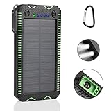 LANIAKEA 15000mAh Fire Starter Solar Charger, Dual USB External Battery Pack with 2 LED Lights Solar Panel Portable Charger Outdoor (Rainproof, Dust-proof, Shockproof), Green