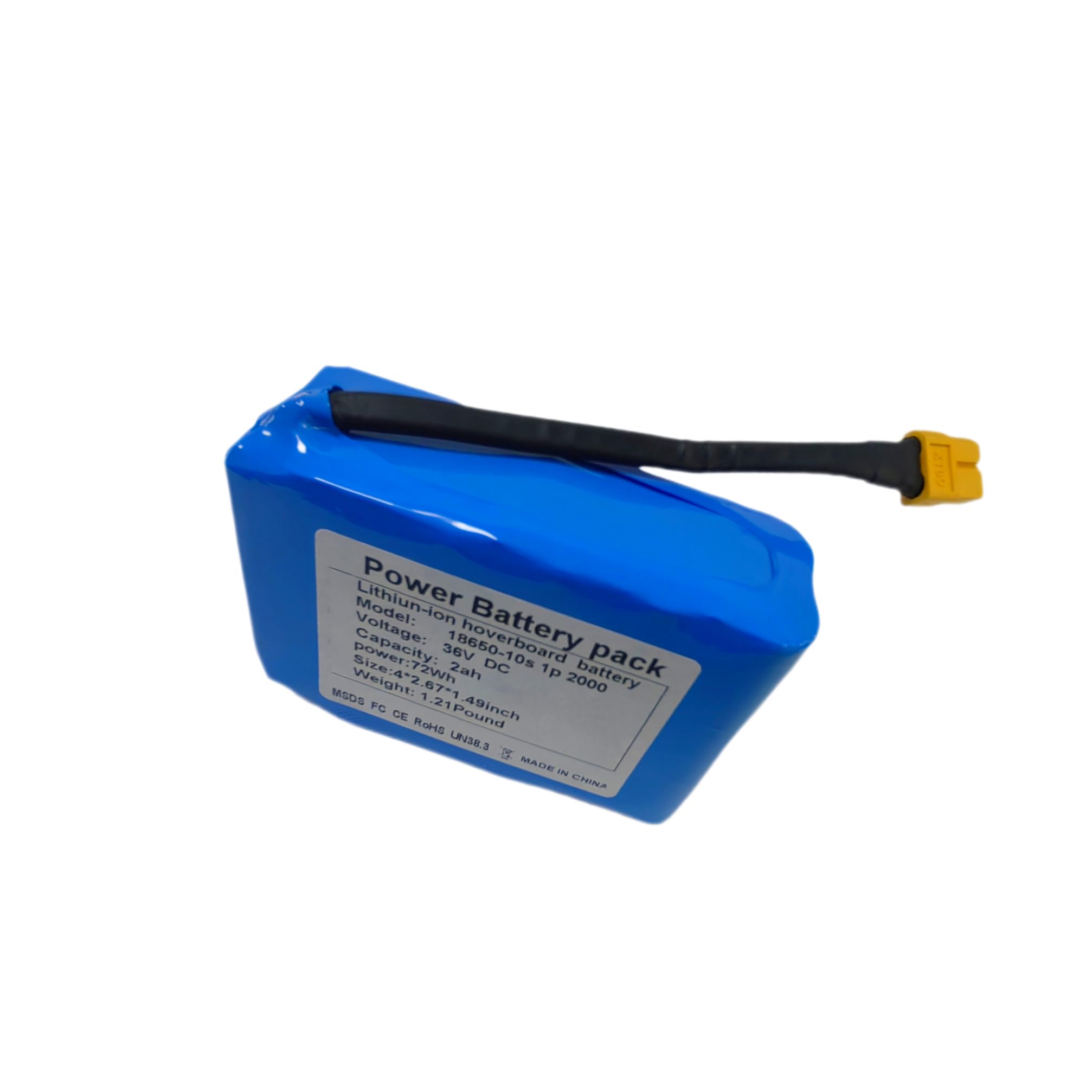 36V 2000mAh Li-ion Hoverboard Battery - Secure Replacement, Fits Most (4x2.67x1.49in), Longer Lasting, Easy Install