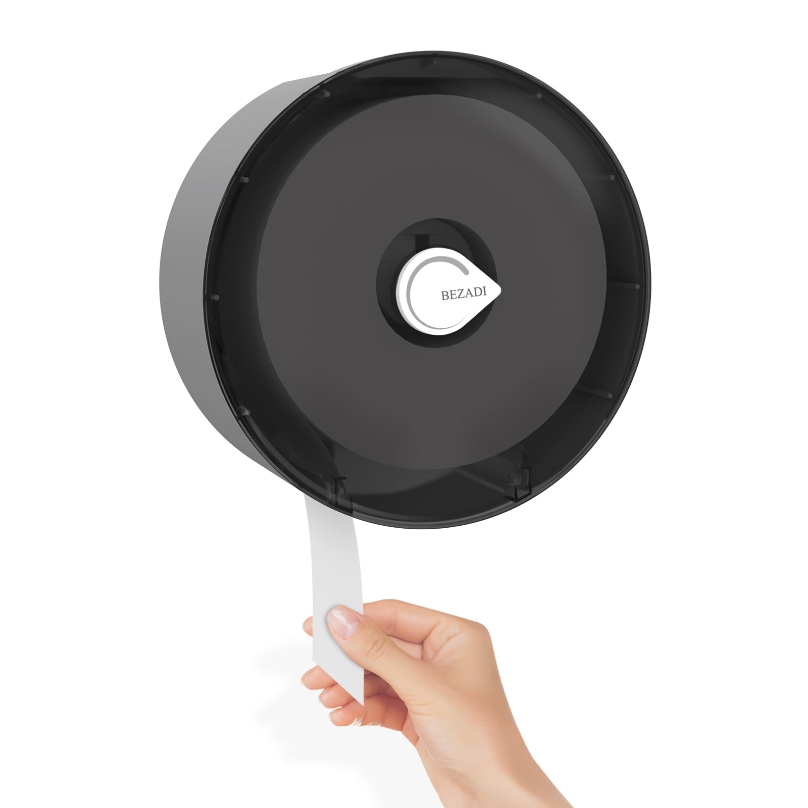 Distributeur papier essuie-tout mural noir et rouleau Jumbo de grande capacité avec clé