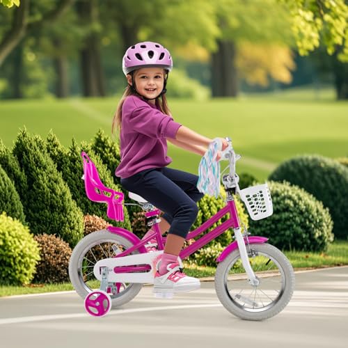 Image of BABY JOY Girls Bike with Streamers & Doll-Seat, Kids Bike for 3-8 Years Old