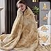 Guohaoi Heated Blanket Electric Throw, Soft Faux Rabbit Fur Electric Blanket with 10 Heating Levels 5 Sitting Timer Auto Off, Cozy Warm Heating Blankets, Machine Washable(62