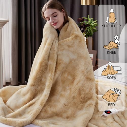 Guohaoi Heated Blanket, Soft Faux Rabbit Fur Electric Throw, 72"×84" - image 2