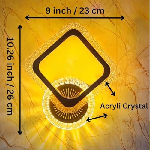 Image of Keyplus Golden Modern LED Wall Light for Living Room Bedroom, 3 Color Changeable Wall Lamp (Cool, Warm, Natural White) Designer Decorative Wall, Pack of 1,