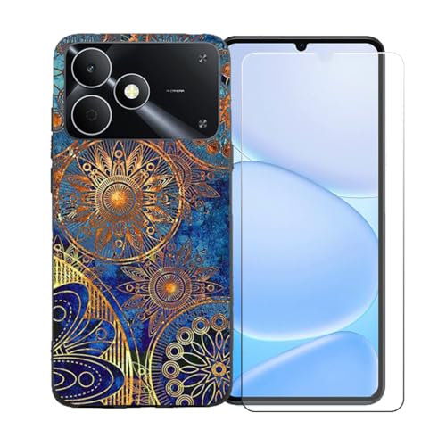 LCEHTOGYE �K�p Realme Note 80 4G +�����K���X�X�N���[���v���e�N�^�[�p�P�[�X�A�K�p Realme Note 80 4G (6,74")�ƌ݊����̂���u���b�N�\�t�gTPU�V���R���Q���P�[�X�ی�J�o�[ BST10