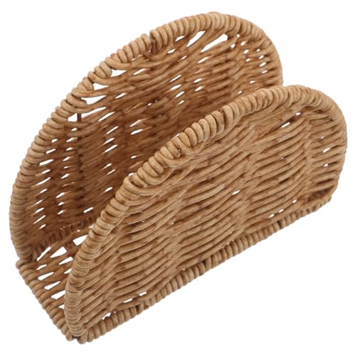 VERDANVERSE Servilletero de Plástico Tejido Imitación Ratán Color Flor de Pimienta, Soporte Decorativo para Toallas de Papel, Dispensador para Cocina y Mesa, Organizador Portátil para Hogar