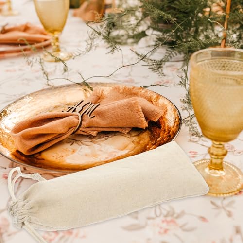 Bolsa de vajilla de algodón beige para proteger tus cubiertos limpios en cualquier lugar 8