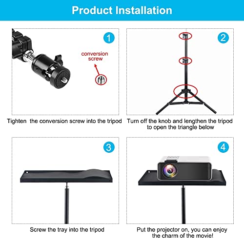 Soporte universal para proyector con trípode ajustable de 160cm con bandeja grande miniatura 5