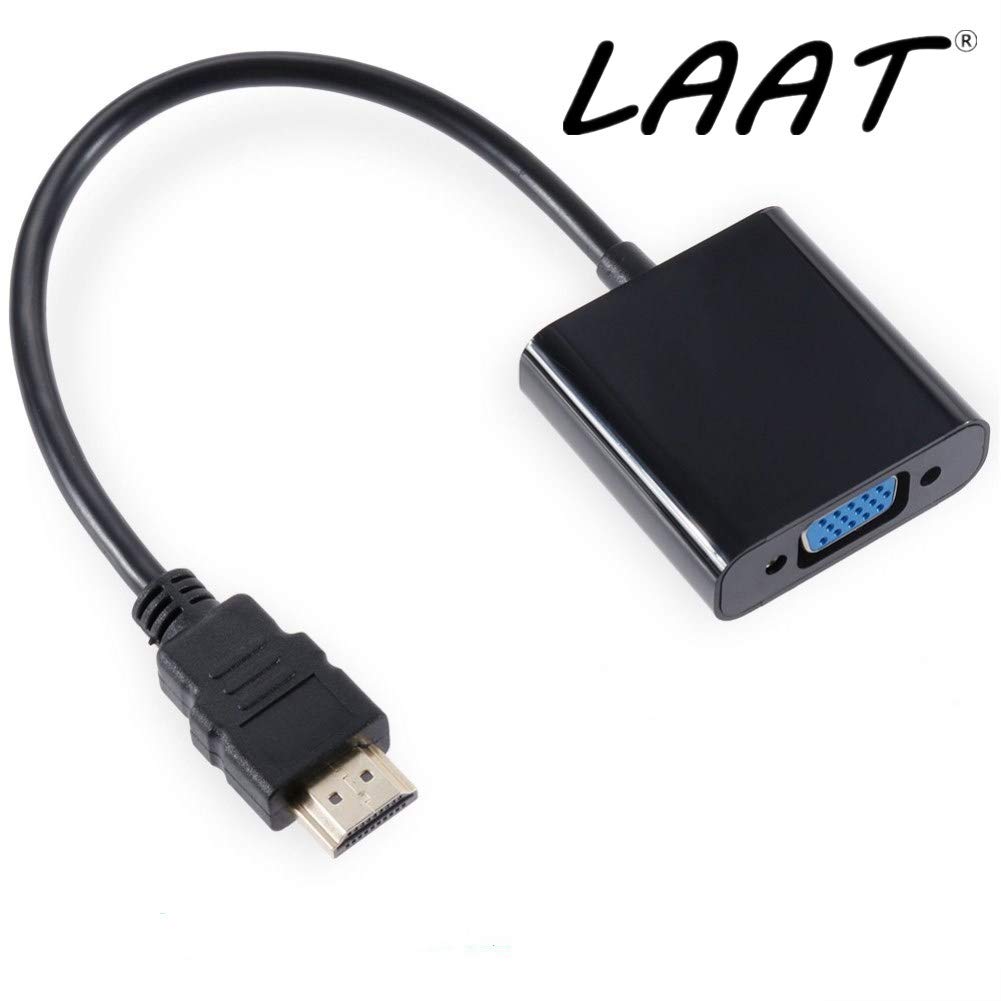 LAAT 1pcs Cavo Adattatore HDMI a VGA 1080p per Chromebook Lettore Dvd la Pulizia Portatile PC Raspberry Pi TV Box Ultrabook Nero