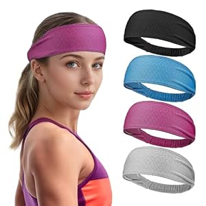 Sukeen Cooling Headbands for Women, Instant Cooling Moisture Wicking Non-Slip Sweatbands for Women Running Fitness Yoga