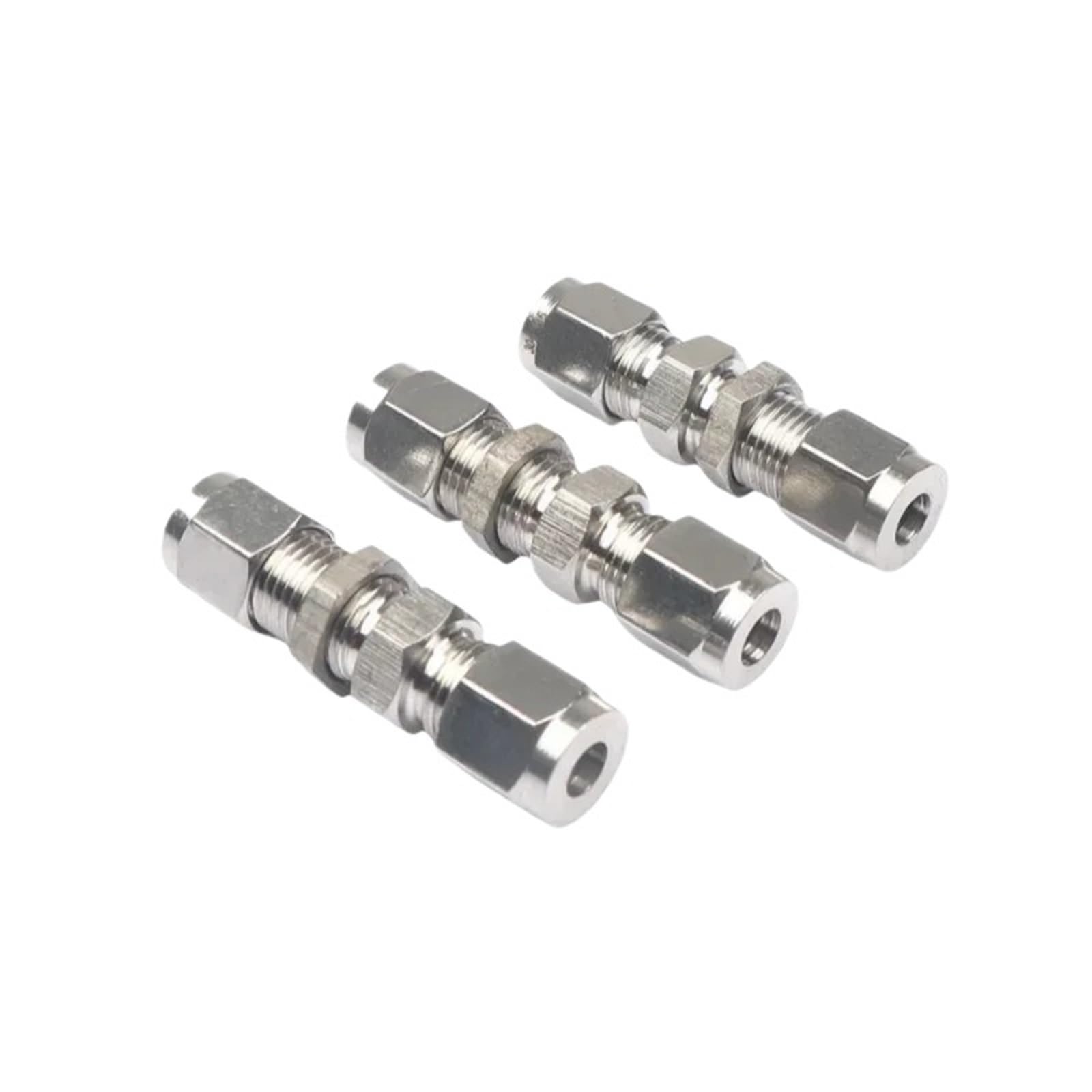 Adaptador de conector de mamparo de unión recta de acero inoxidable 304 con doble casquillo hidráulico (6,35 mm)