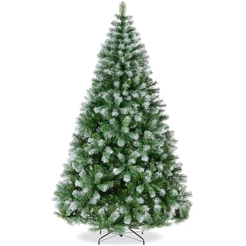Best Choice Products Artificial Christmas Tree, 6ft Premium Unlit Pine Design, Dense Branches Realistic Holiday Décor​ w/Easy Assembly - Frosted Pine