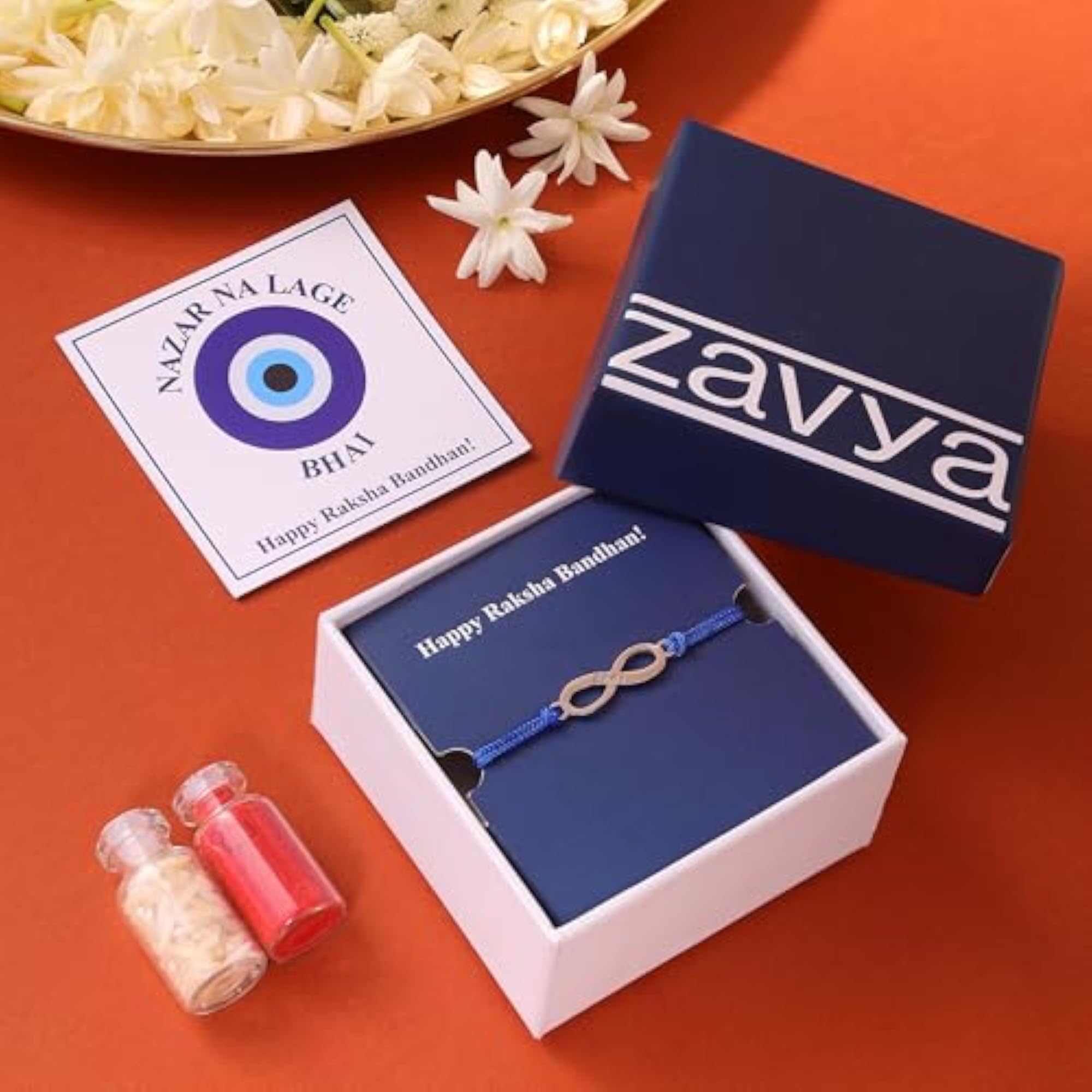 925 Sterling Silver Minimal Rhodium Plated Rakhi for Brother