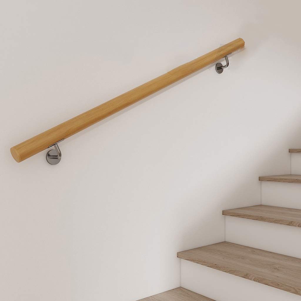 Main courante en bois intérieur avec kit support fer pour rampe escalier loft