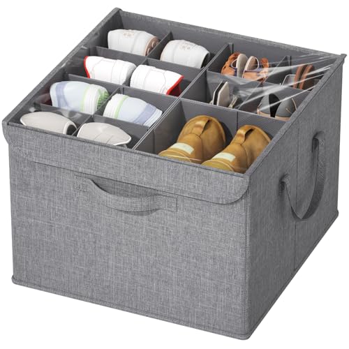 Lifewit Schuh Organizer 1er Set für 8-16 Paar, Großer Schuhkarton für den Kleiderschrank mit Unterteilungen und Deckel, Platzsparende Schuhaufbewahrung mit...