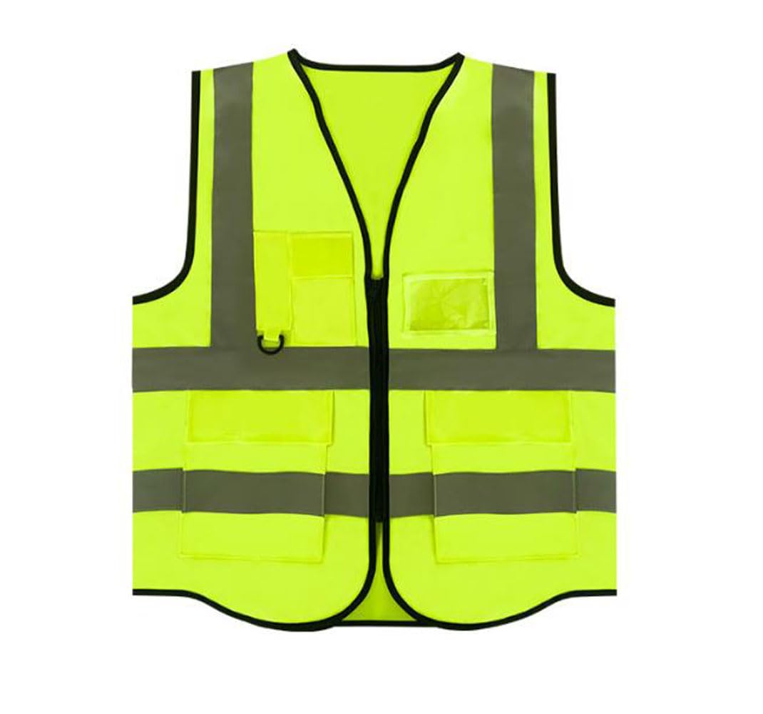 Voarge Hi Vis Vests for Men Women with Pockets Zipper Front 360° Reflective All-Round, Reflective High Visibility, M