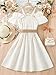 Floerns Girls Cold Shoulder Ruffle Trim Short Sleeve Belted A Line Midi Dress Apricot 11-12Y